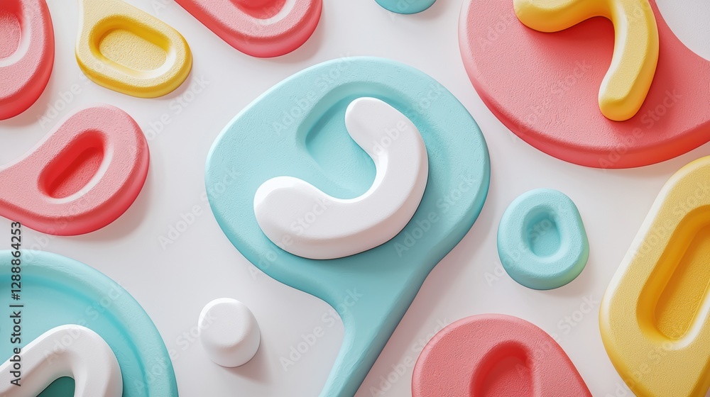 Fototapeta premium Colorful Abstract Shapes with Playful Curves and Smooth Textures