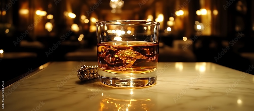 Whiskey on the Rocks in Luxurious Setting Whiskey on the Rocks in Luxurious Setting