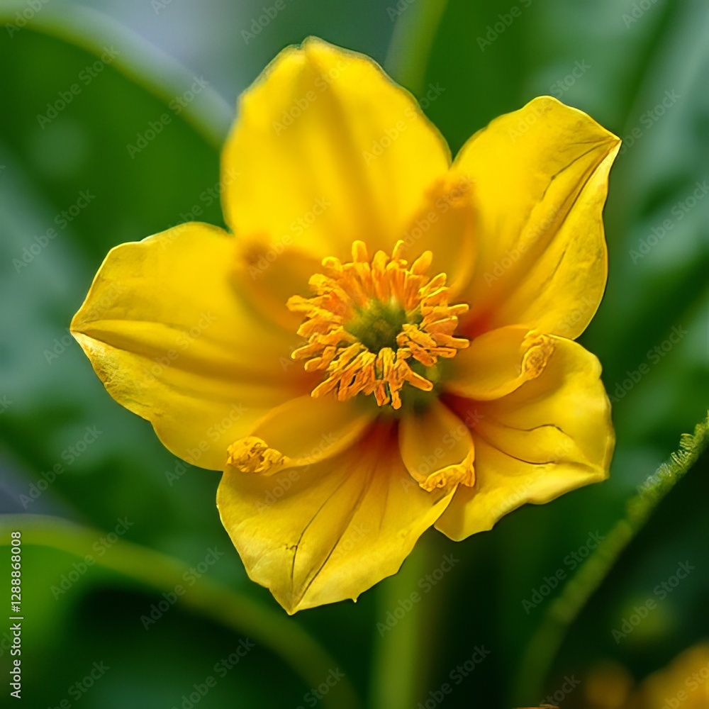 Close-up of a Vibrant Yellow Flower with Detailed Stamens Close-up of a Vibrant Yellow Flower with Detailed Stamens
