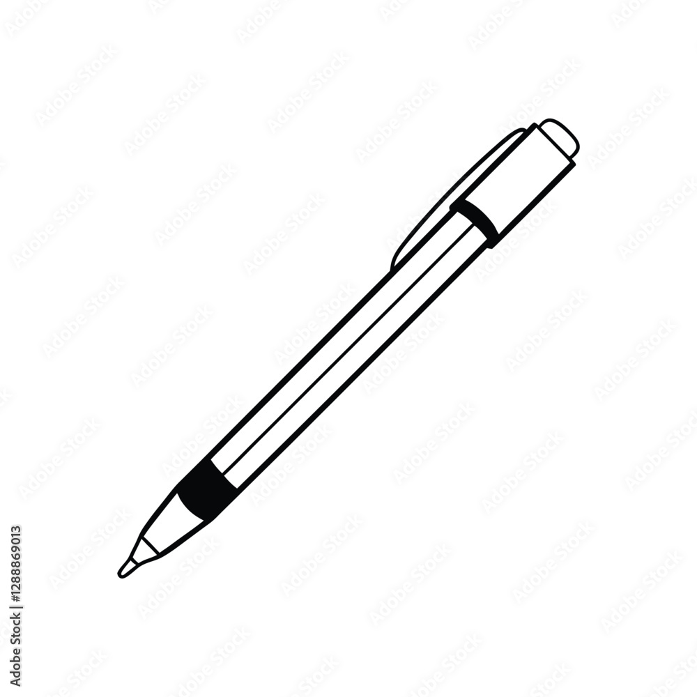A clip art of school pen outline on white background A clip art of school pen outline on white background