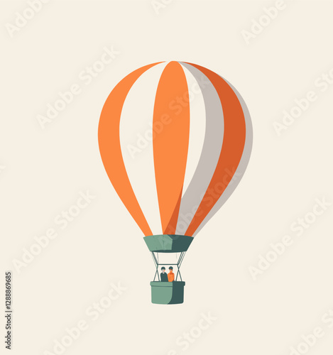 Orange and white striped hot air balloon illustration