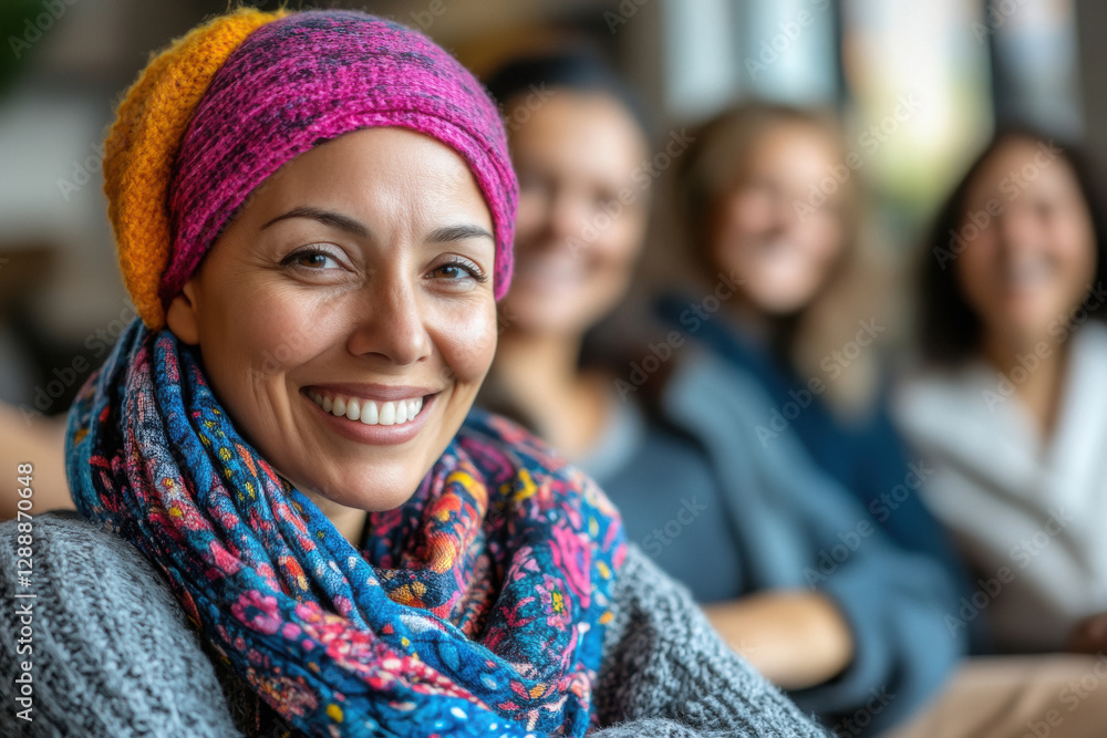 women group wearing woolen and smiling women group wearing woolen and smiling
