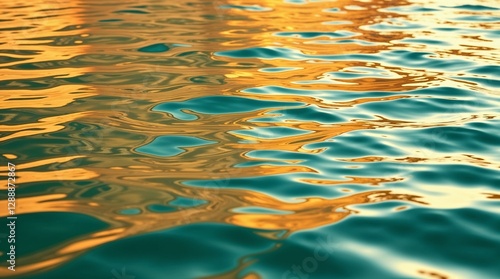 Clear waters and gold light reflect , background image.