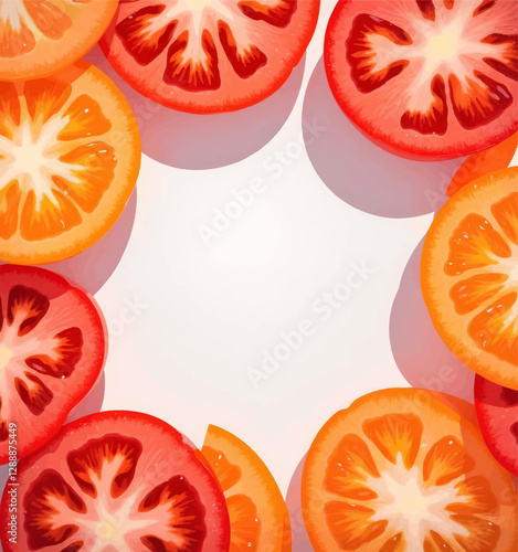 Vibrant Tomato Slice Frame, Red and Orange Hues