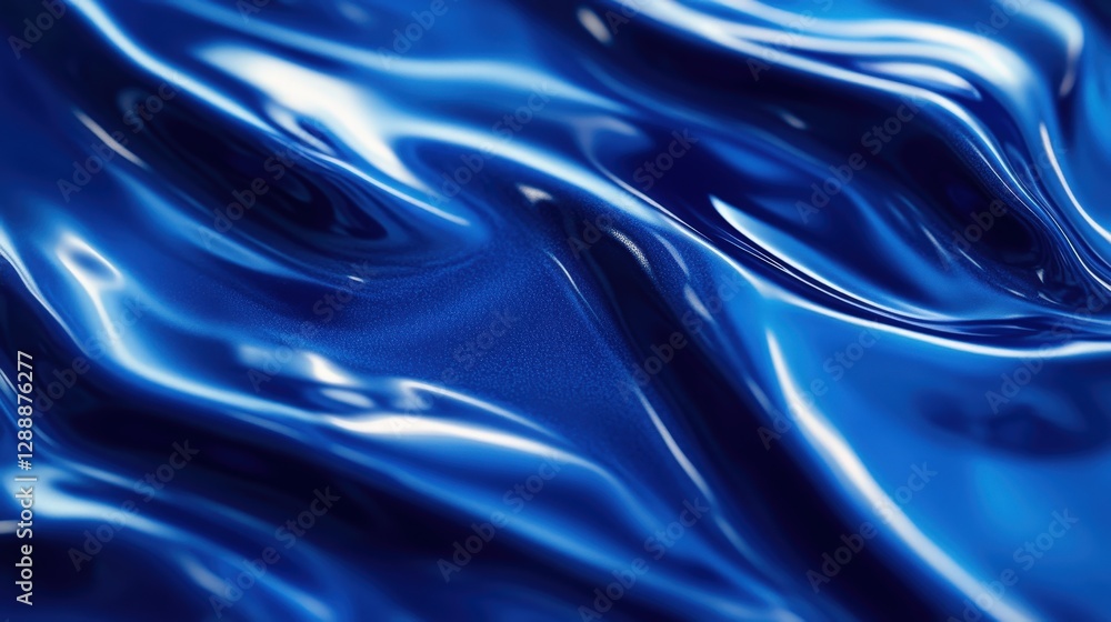 Obraz premium Deep royal blue fabric exudes elegance with its shimmering gloss and smooth texture, contrasting subtly with lighter tones for a captivating allure