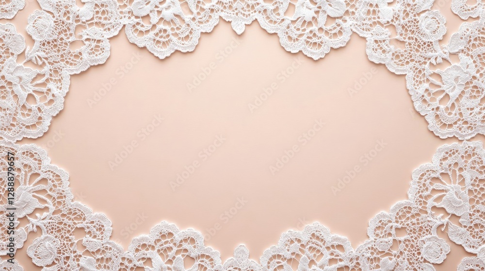 White Lace Border on Peach Background Design White Lace Border on Peach Background Design