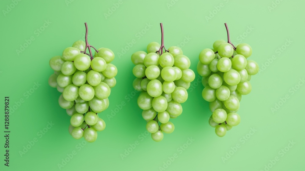 Fresh and Vibrant Green Grapes Against a Bright Green Background Fresh and Vibrant Green Grapes Against a Bright Green Background