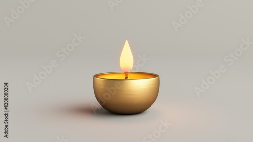 Wallpaper Mural Elegant Gold Candle with Flickering Flame on Minimalist Surface Torontodigital.ca