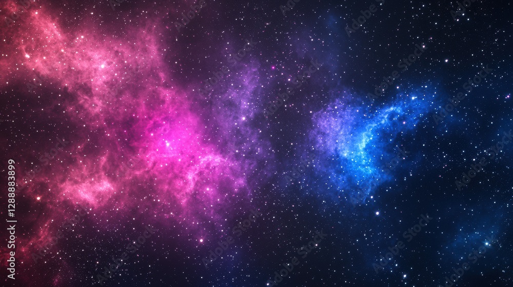 Fototapeta premium Vibrant Cosmic Nebula in Deep Space with Pink and Blue Colors