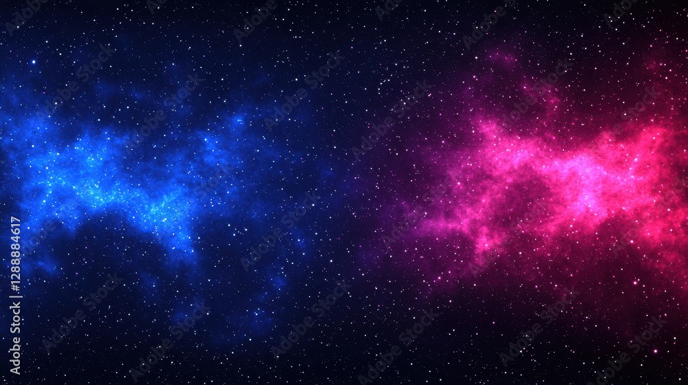 Fototapeta premium Vibrant Cosmic Nebula with Stars in Blue and Pink Color Palette
