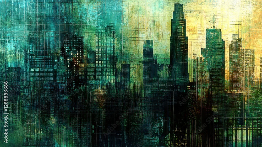 Abstract Urban Landscape with Grunge Effect and Aesthetic Colors Abstract Urban Landscape with Grunge Effect and Aesthetic Colors