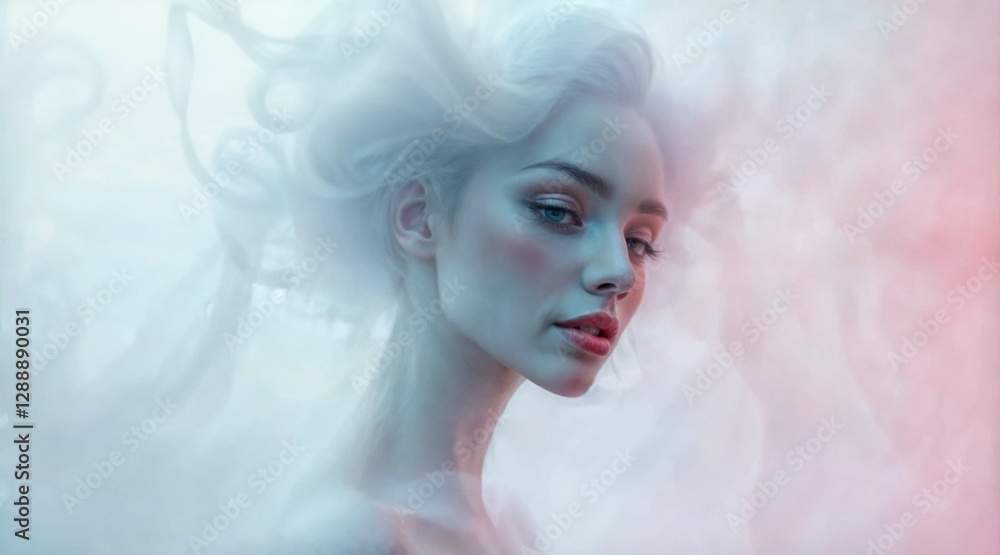 elegant female silhouette in dense fog with soft features for artistic and fashion concepts elegant female silhouette in dense fog with soft features for artistic and fashion concepts