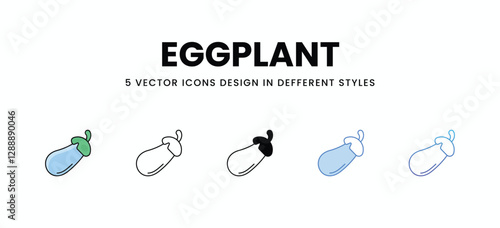 Eggplant vector icons set stock illustration.