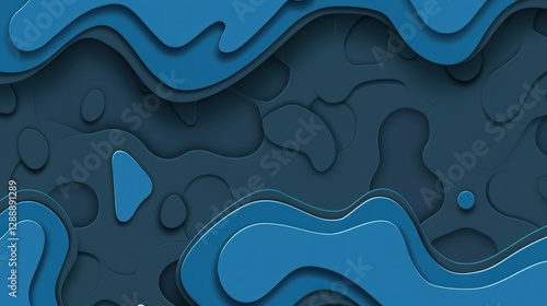 Abstract Blue Paper Cut Design: Layers of Depth and Texture