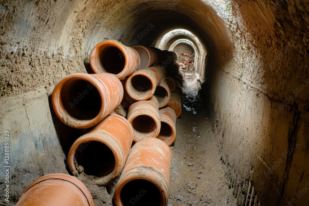 Clay Pipe. Terracotta Sewer Pipe for Construction and Underground Industry Clay Pipe. Terracotta Sewer Pipe for Construction and Underground Industry