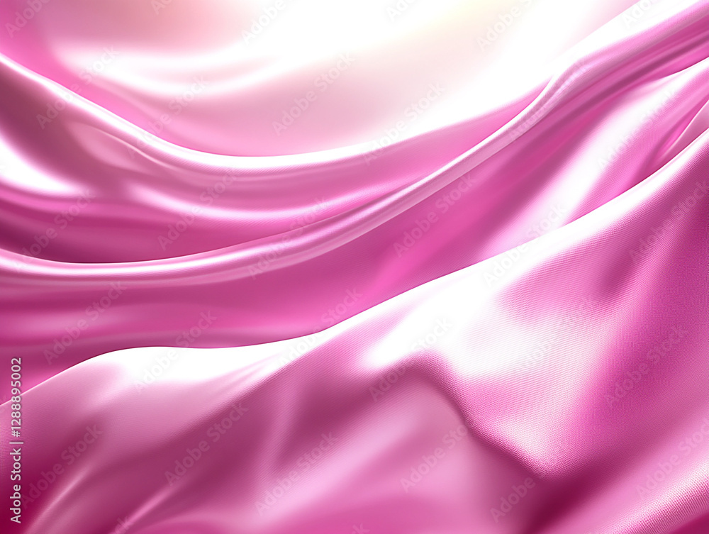 Fototapeta premium Soft pink satin fabric draping gracefully, highlighting texture and sheen in a bright setting