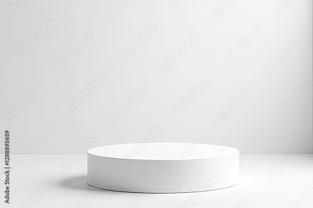 Empty White Cylinder Display Podium for Product Presentation Empty White Cylinder Display Podium for Product Presentation