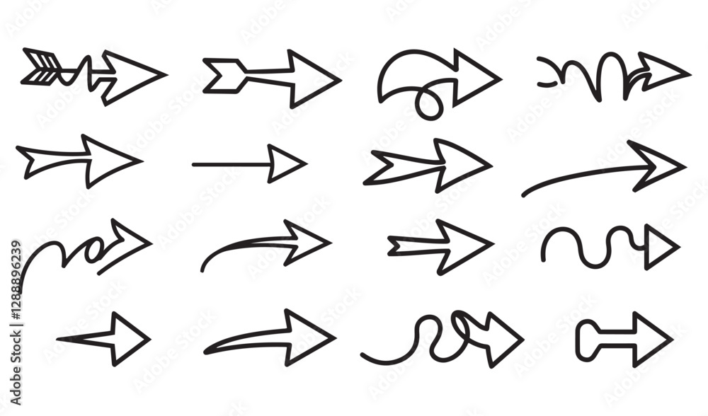 Dynamic Collection of Hand-Drawn Arrow Set Silhouette Featuring Diverse Arrow Designs Including Curved Straight and Decorative Elements for Graphic Design
Dynamic Collection of Hand-Drawn Arrow Set Silhouette Featuring Diverse Arrow Designs Including Curved Straight and Decorative Elements for Graphic Design
