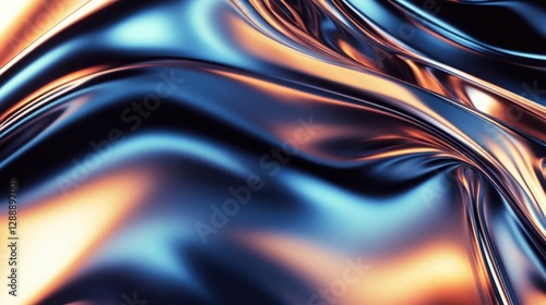 Abstract background of smooth brushed metal surface with reflections