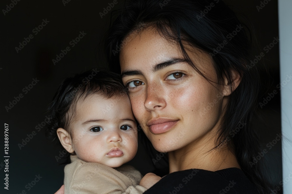 Tender embrace between mother and child captured in soft natural