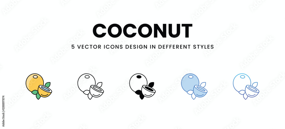 Coconut vector icons set stock illustration. Coconut vector icons set stock illustration.