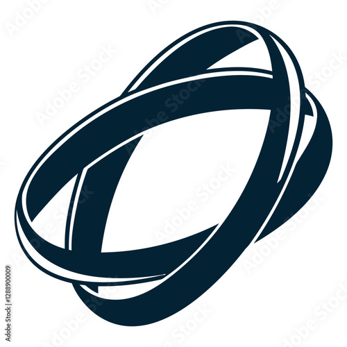 Interwoven Rings Symbol: Two overlapping rings are interconnected in an elegant, minimalist design, symbolizing connection and unity.