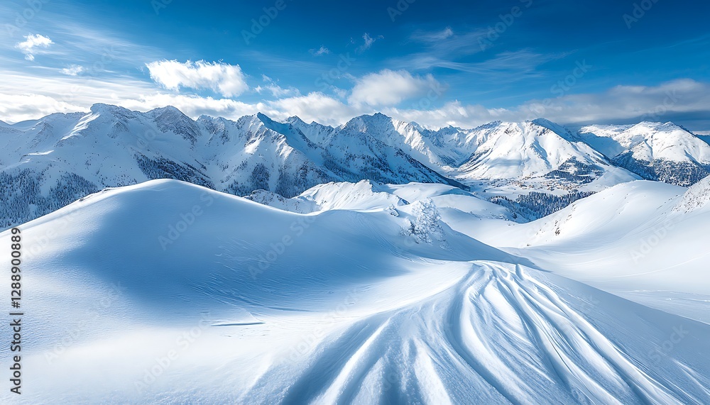 Obraz premium Snowy Mountain Peaks Panoramic