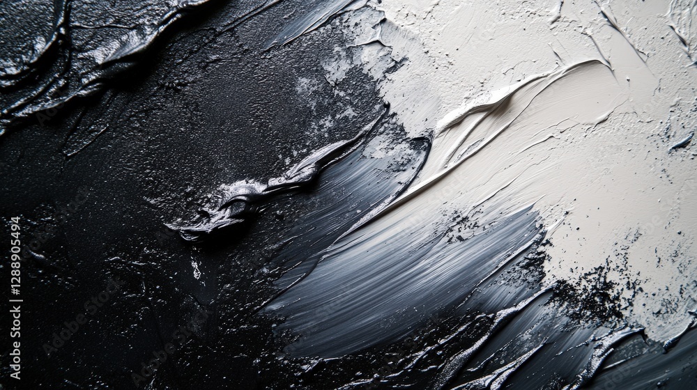 Obraz premium Intense interplay of textured grays and whites; layered paint reveals depth through its rough, tactile surface. Each brushstroke tells a story of layered history