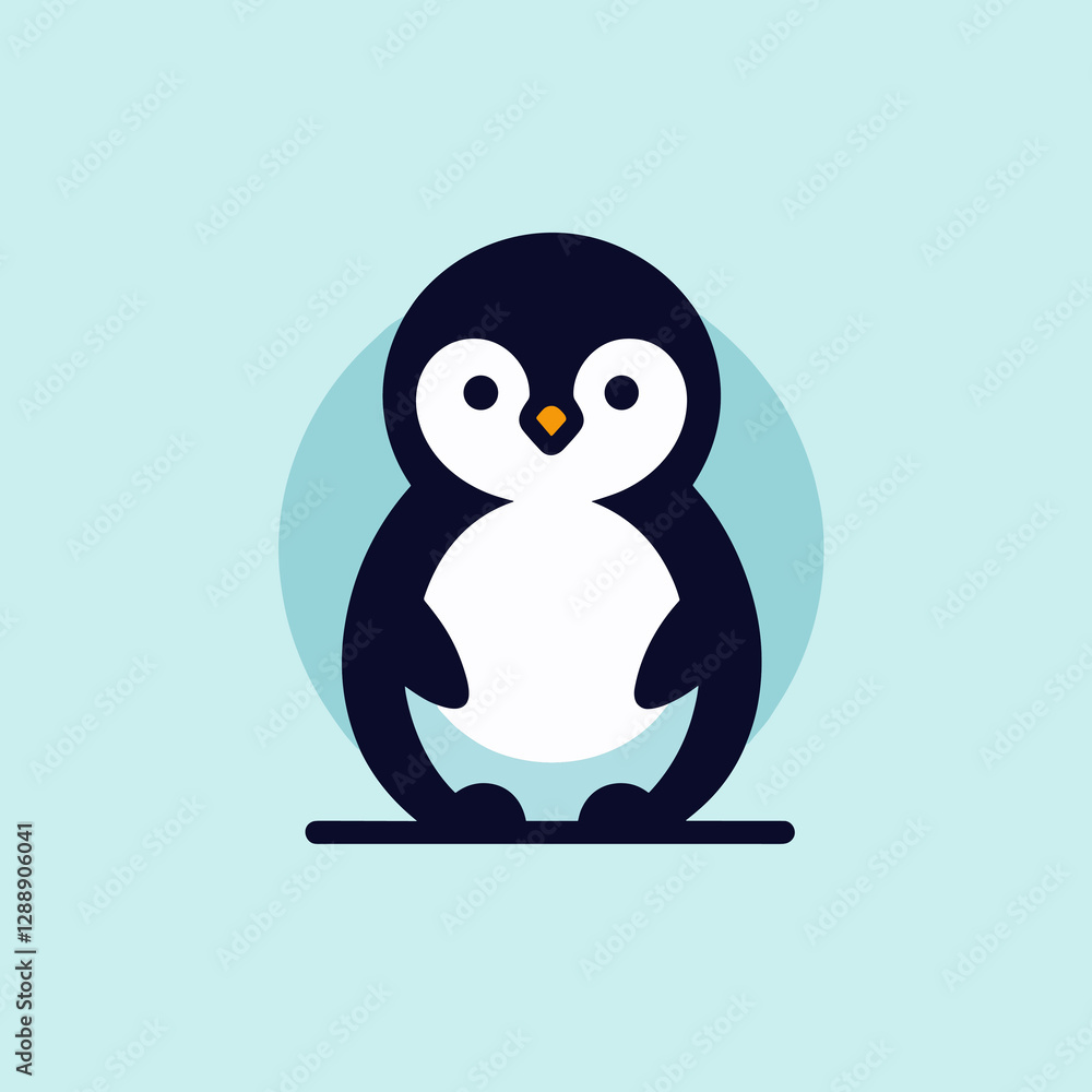 Obraz premium A simple and minimalist penguin illustration with clean lines and a modern aesthetic. Ideal for logos, educational designs, and creative projects.