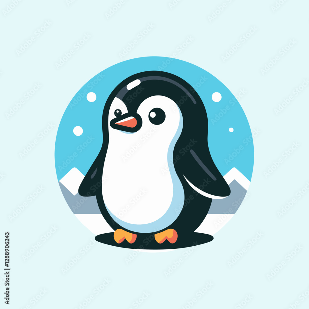 Obraz premium A simple and minimalist penguin illustration with clean lines and a modern aesthetic. Ideal for logos, educational designs, and creative projects.
