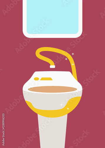 A gold wash basin with glass on top