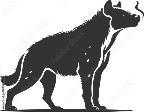 A hyena standing on its hind legs, sniffing the air vector animal silhouette