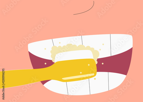 A person brushing teeth with brushing gold