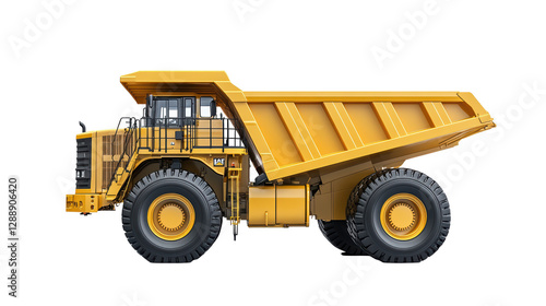 Isolated Modern Yellow Mining Dump Truck Vehicle