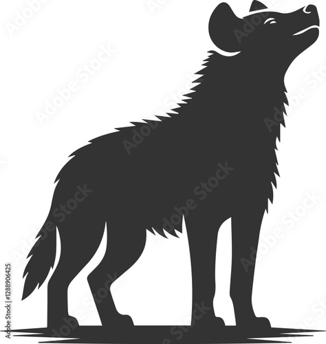A hyena standing on its hind legs, sniffing the air vector animal silhouette