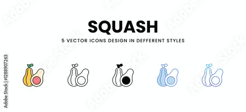 Squash vector icons set stock illustration.