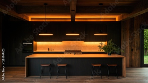 Wallpaper Mural Modern kitchen showcases sleek design with warm ambient lighting Torontodigital.ca