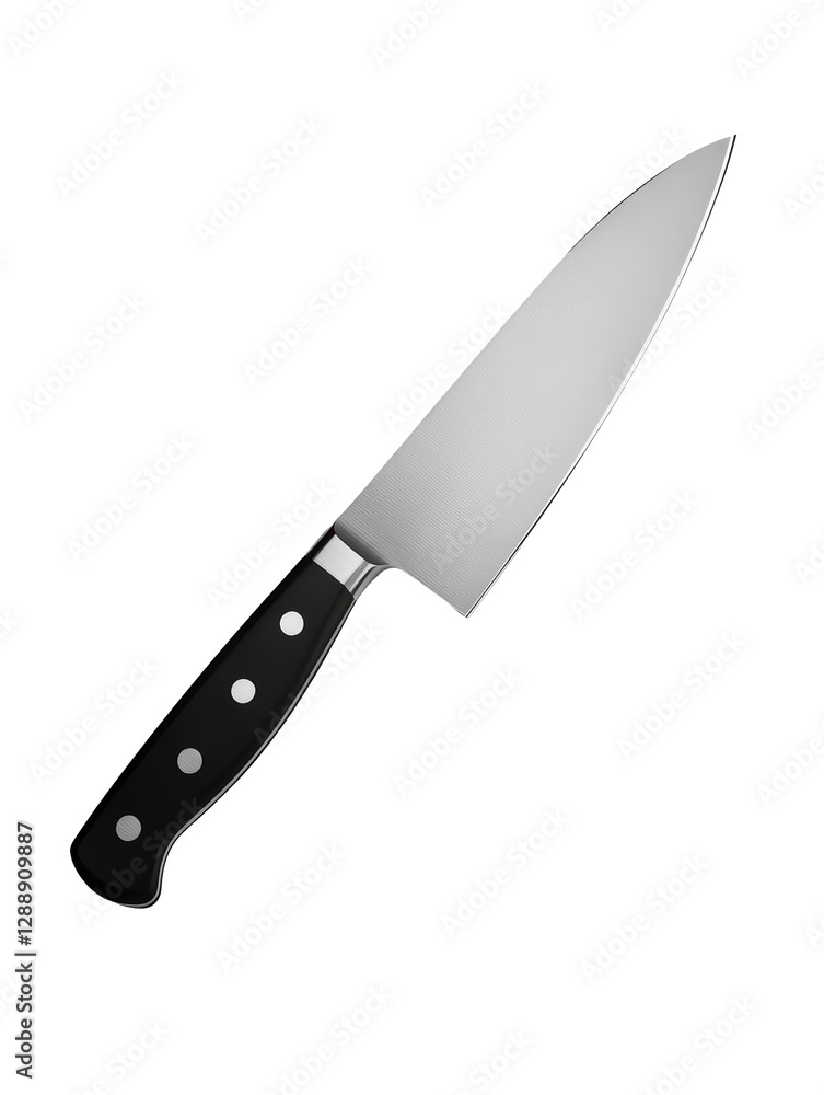 Isolated Shiny Kitchen Knife with Black Handle Isolated Shiny Kitchen Knife with Black Handle