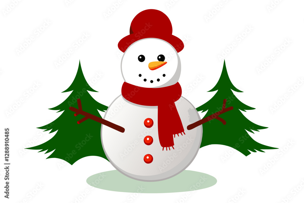 snowman with christmas tree snowman with christmas tree