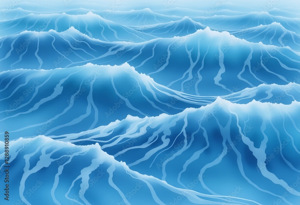 Fototapeta premium Wavy Blue Ice Patterns on a Frozen Surface with Swirling Lines