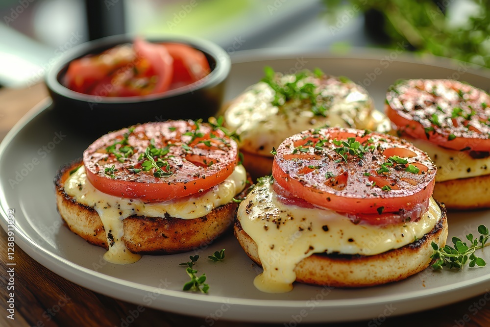 Savor classic eggs benedict with poached eggs gourmet breakfast in bright atmosphere close-up culinary delight Savor classic eggs benedict with poached eggs gourmet breakfast in bright atmosphere close-up culinary delight
