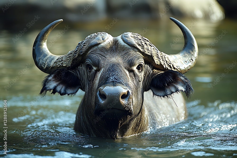 Naklejka premium African Buffalo in River