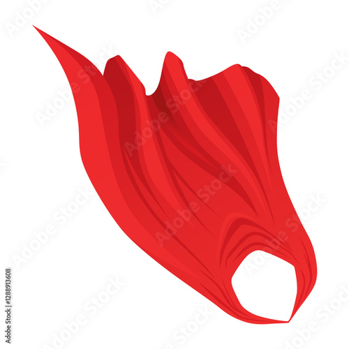 Superhero red cape in front view. Scarlet fabric silk cloak. Mantle costume or cover cartoon vector illustration