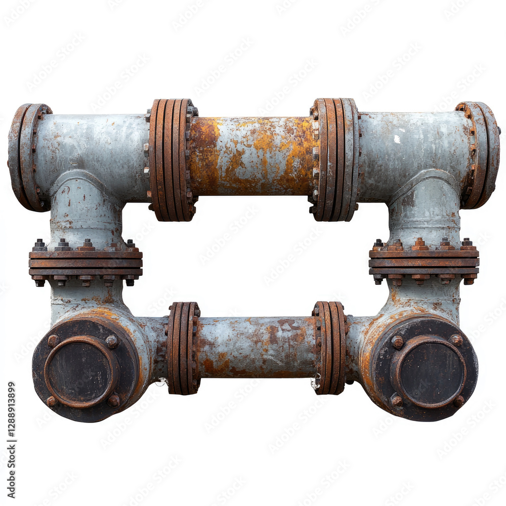 metal pipe system for industrial use on transparent background metal pipe system for industrial use on transparent background