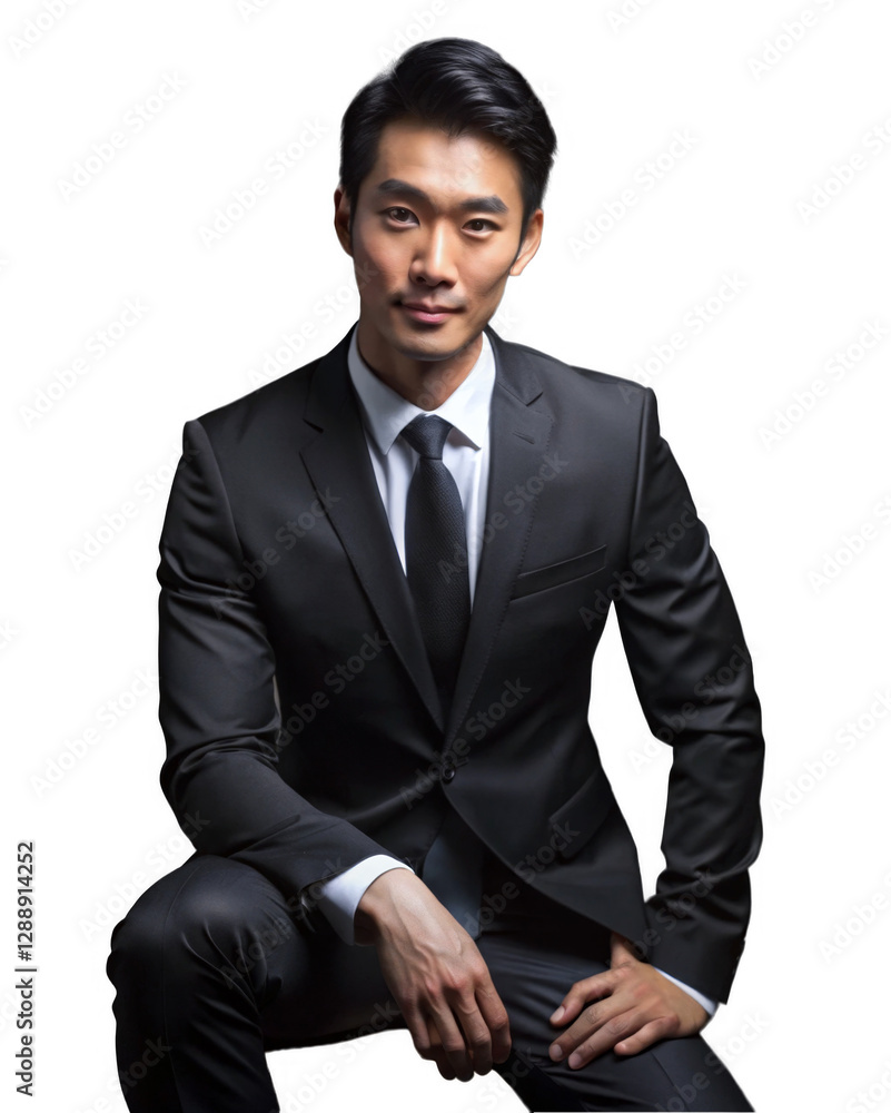 Portrait of Young Asian Businessman with a Confident Smirk isolated on a transparent background. Portrait of Young Asian Businessman with a Confident Smirk isolated on a transparent background.