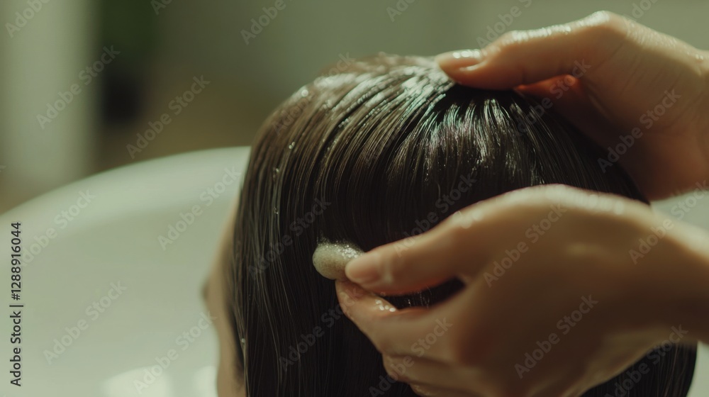 Naklejka premium Hair restoration therapy in a modern beauty clinic. Featuring rejuvenating treatments and expert care