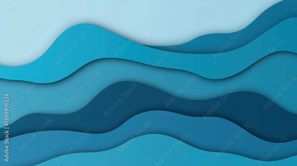 Naklejka premium Abstract Blue Wavy Background with Layered Paper Texture Design