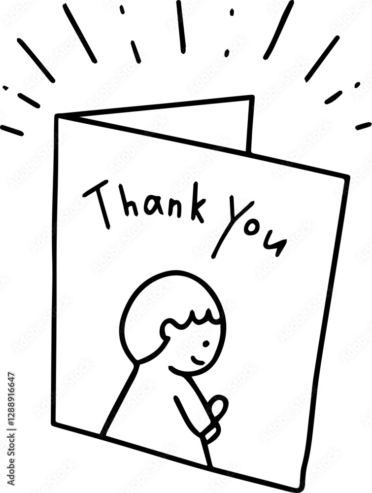 Emotional Value concept Thank you card with a cheerful character illustration. Emotional Value concept Thank you card with a cheerful character illustration.