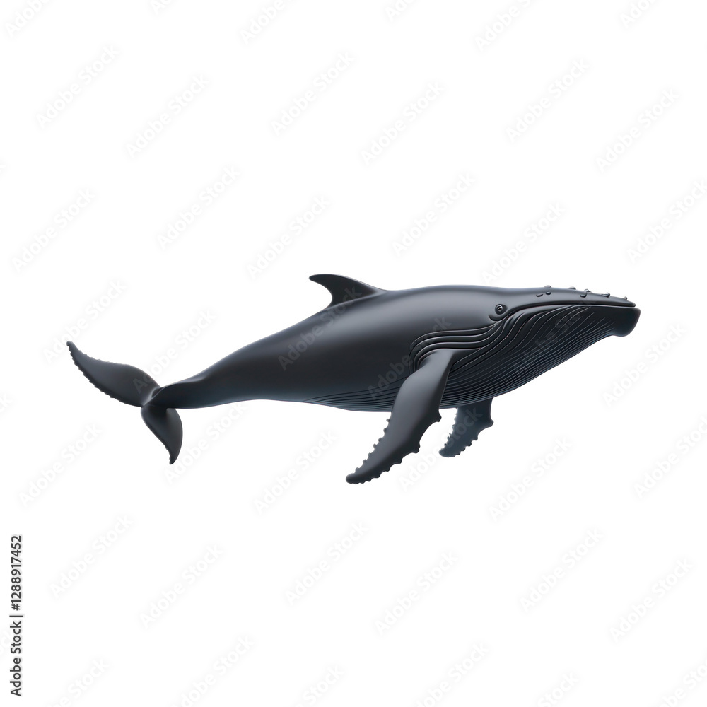 Fototapeta premium 3D vector icon of Humpback whale isolated on transparency background