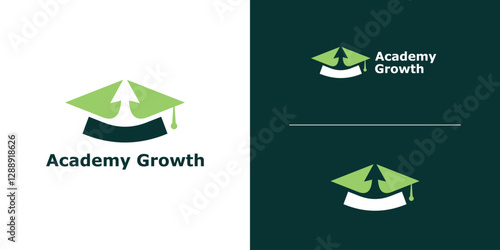 logo design combination of graduation hat and growth, logo for education, school, investment, solution, symbol, icon, idea, creative.